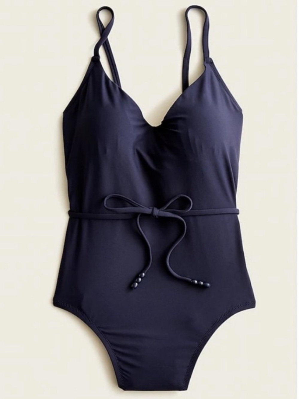 J. Crew Rounded V-Neck One Piece Navy Blue Swimsuit Swim Size 6